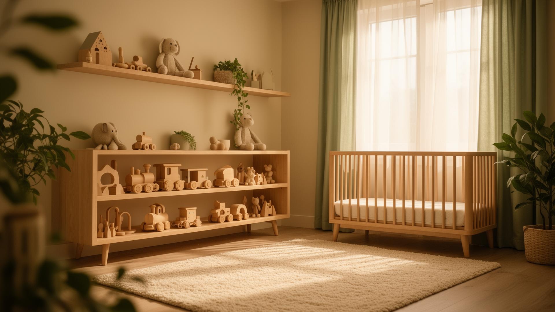 Przytulne wnętrze żłobka Wesołe Skrzaty w Rawiczu z drewnianymi zabawkami i naturalnym światłem